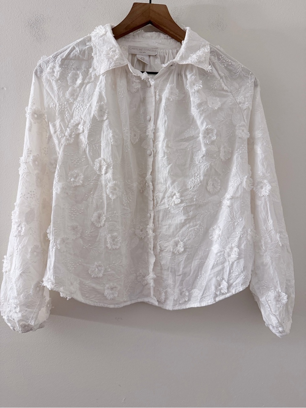 Caroline Constas Floral Embroidered blouse Bohemian Resort Blouse S
